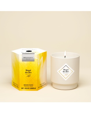 Duftkerze mit Überraschungsschmuck - Armband Silber - Island Monoi 180g