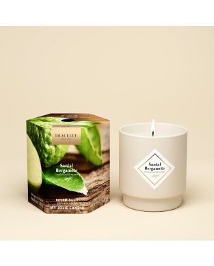 Duftkerze mit Überraschungsschmuck - Armband Gold - Sandalwood Bergamot 180g