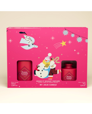 Geschenkset Mini-Duo Duftkerze & Duftbouquet Duft Karamellapfel